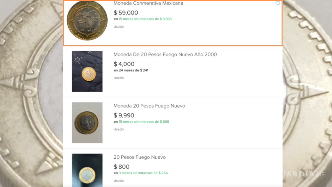 $!El precio de esta moneda puede variar, pero en plataformas de venta como Mercado Libre se ha llegado a cotizar hasta en 59 mil pesos.