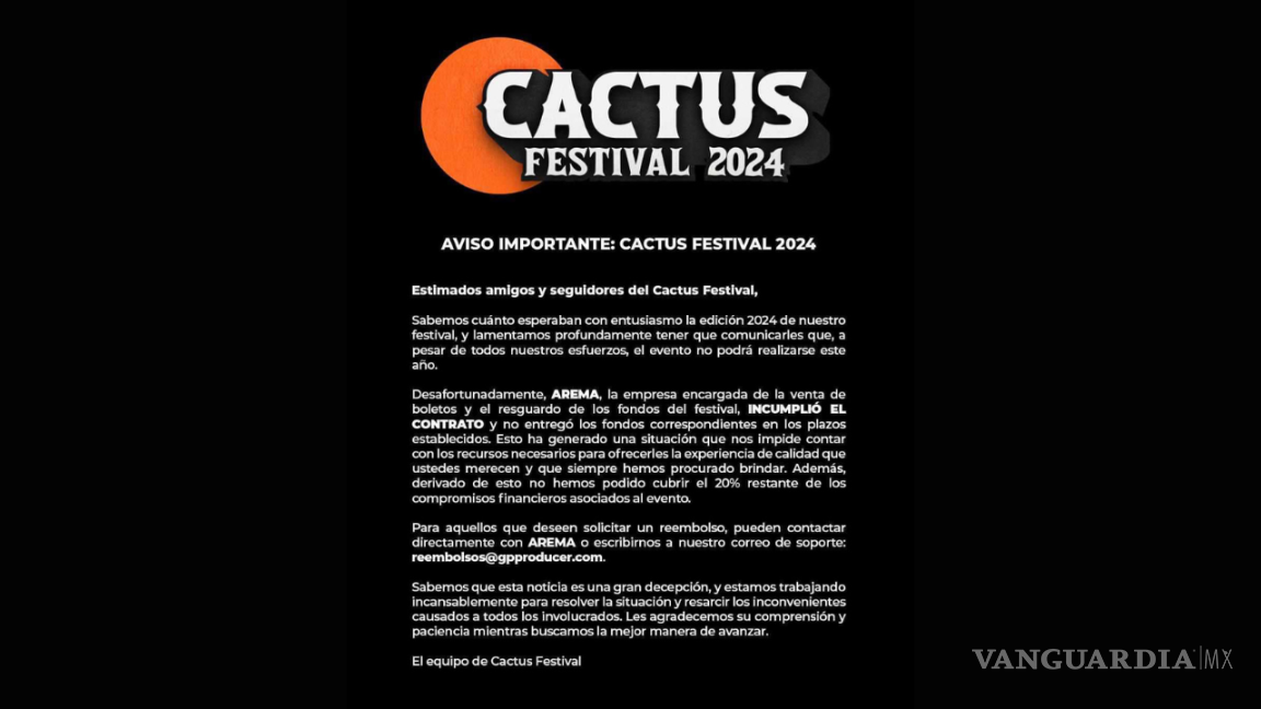 $!La cancelación del Cactus Festival 2024 es un golpe fuerte para sus seguidores.