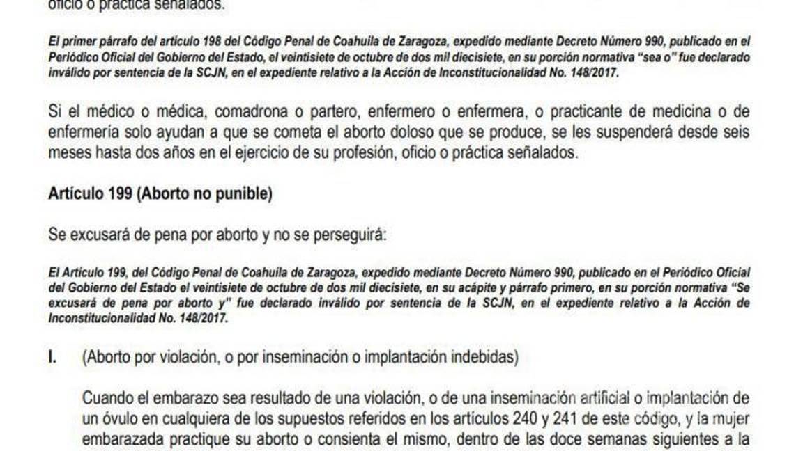 $!Oficial: el aborto quedó despenalizado en Coahuila; modifican Código Penal