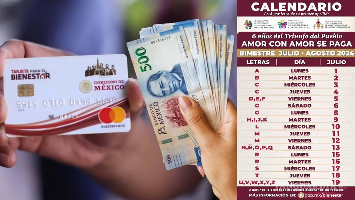 Pensión del Bienestar 2024... ¿Qué apellidos reciben el pago de 6 mil pesos del 1 al 19 de julio, según el calendario?