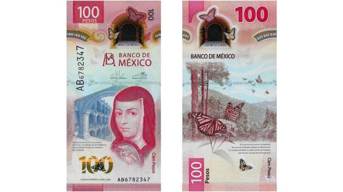 $!Edición de 100 pesos mexicanos conmemorativos a Sor Juana Inés de la Cruz y la Reserva de la Biosfera de Mariposa Monarca.