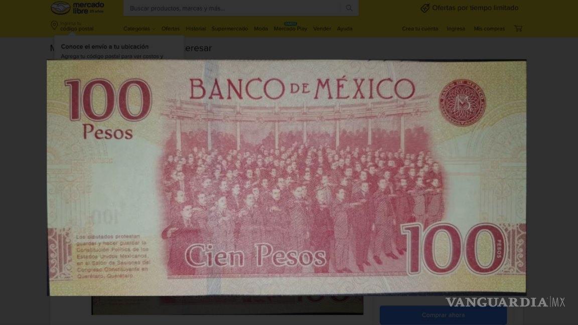 $!Este antiguo billete de 100 pesos podría tener un gran valor y representar una oportunidad económica.