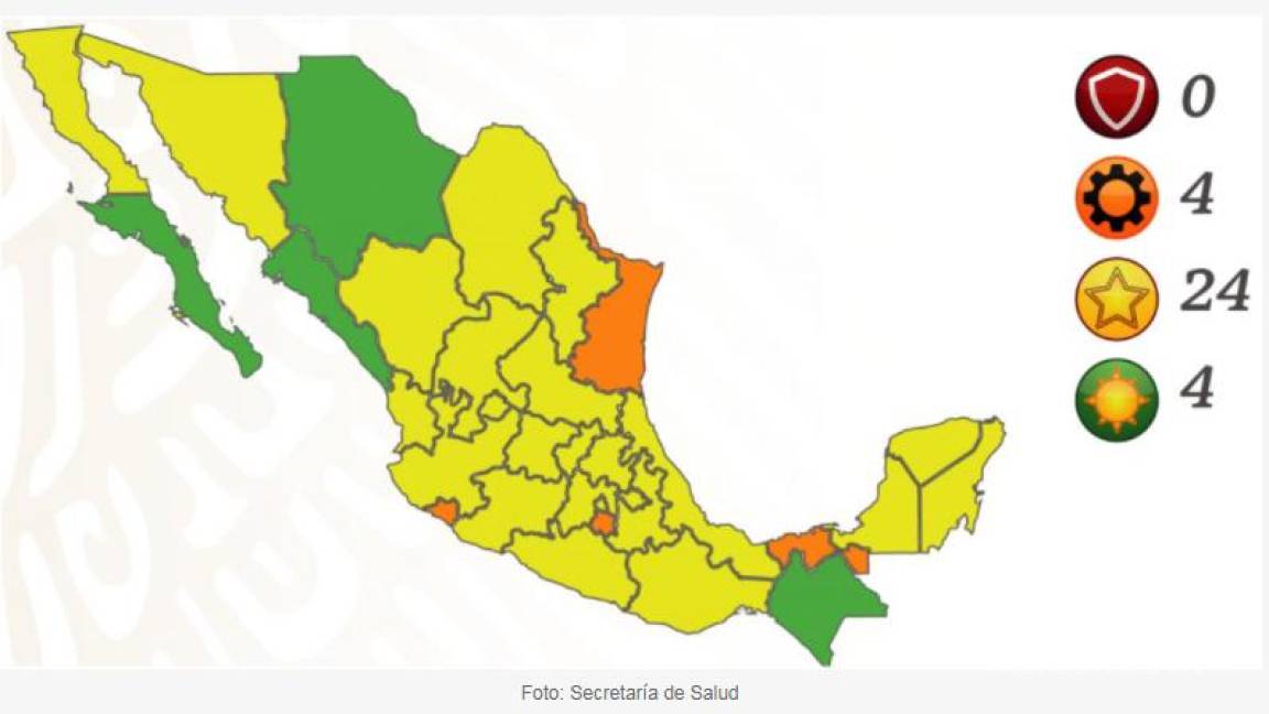 Edomex pasa a amarillo y Sinaloa a verde en el semáforo epidemiológico; hay 24 estados en color amarillo