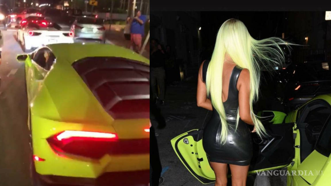 A Kim Kardashian le gusta el verde; combina el color de su Lamborghini con su cabello