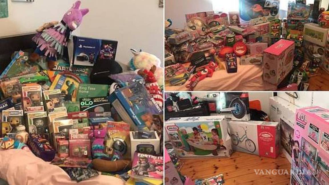 Mujer compra cientos de regalos a sus hijos y las redes la critican