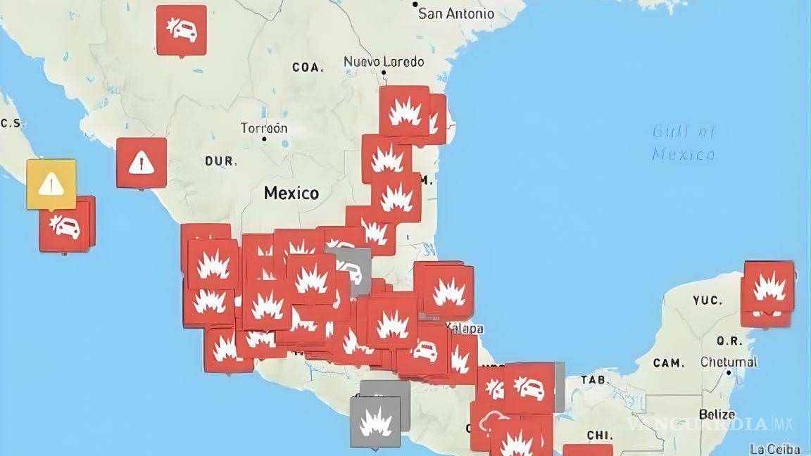 $!Mapa en tiempo real alerta bloqueos tras muerte de Nemesio Oseguera Cervantes, líder del CJNG