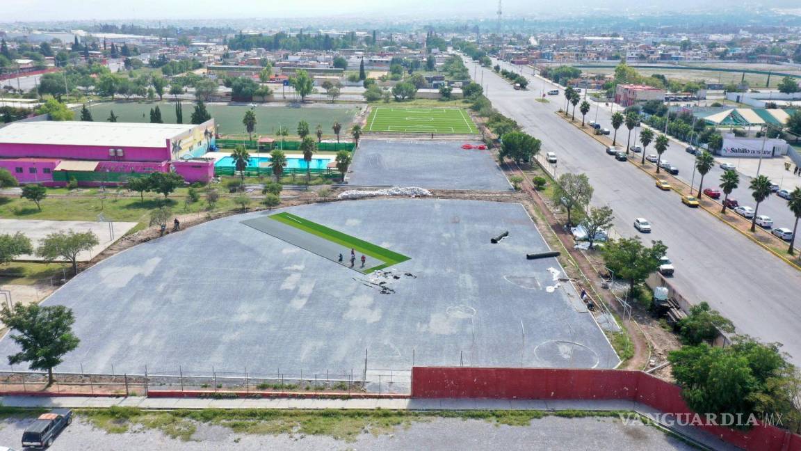 Avance del 60% en nuevas canchas en el parque ‘Carlos R. González’, en Saltillo