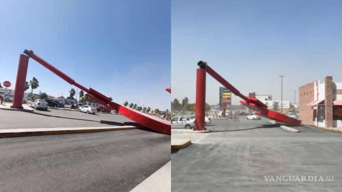 Fuertes vientos causan destrozos en Torreón; derriban anuncio de supermercado