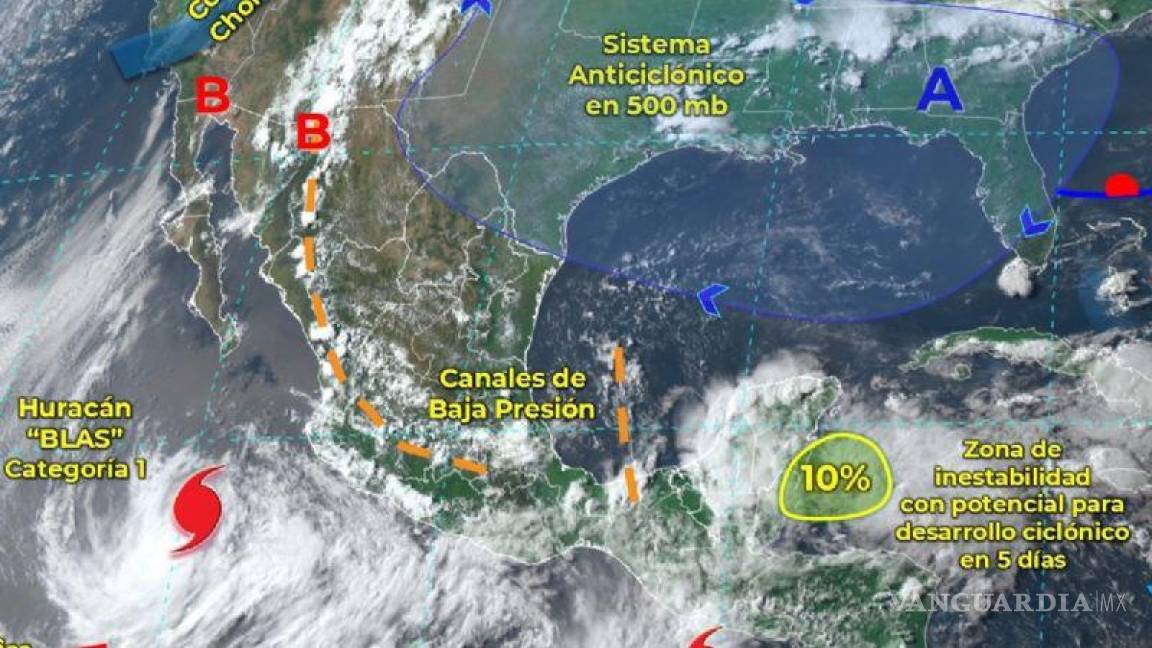 Por Blas y Celia se esperan fuertes lluvias en gran parte de México; en Coahuila seguirá el calor