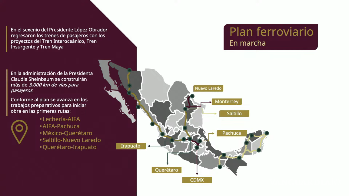 $!Claudia Sheinbaum revela inicio de construcción del tren de pasajeros Saltillo-Nuevo Laredo en 2025