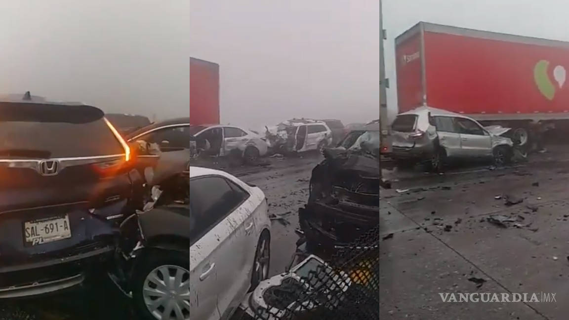 Autopista Saltillo-Monterrey cierra el año con aparatosa carambola; hay más de 10 heridos y un muerto