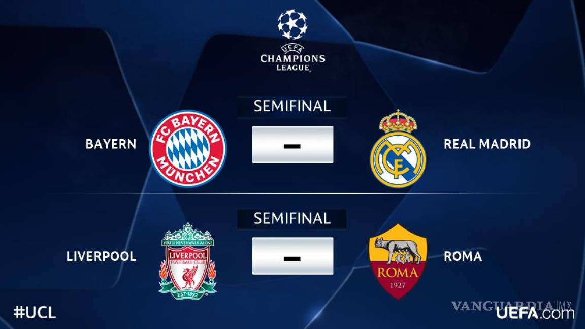 Real Madrid-Bayern y Liverpool-Roma, así se jugarán las semifinales de la Champions