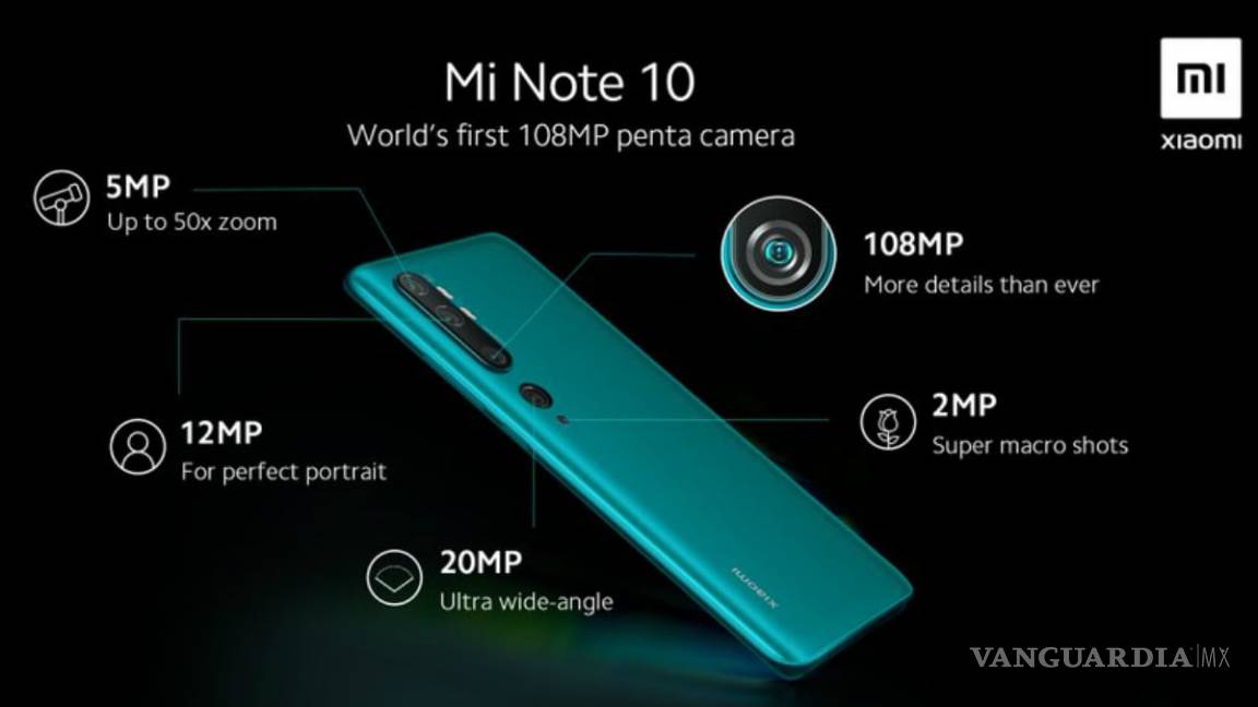 $!Note 10 de Xiaomi, celular con cámara de más de 100 megapíxeles