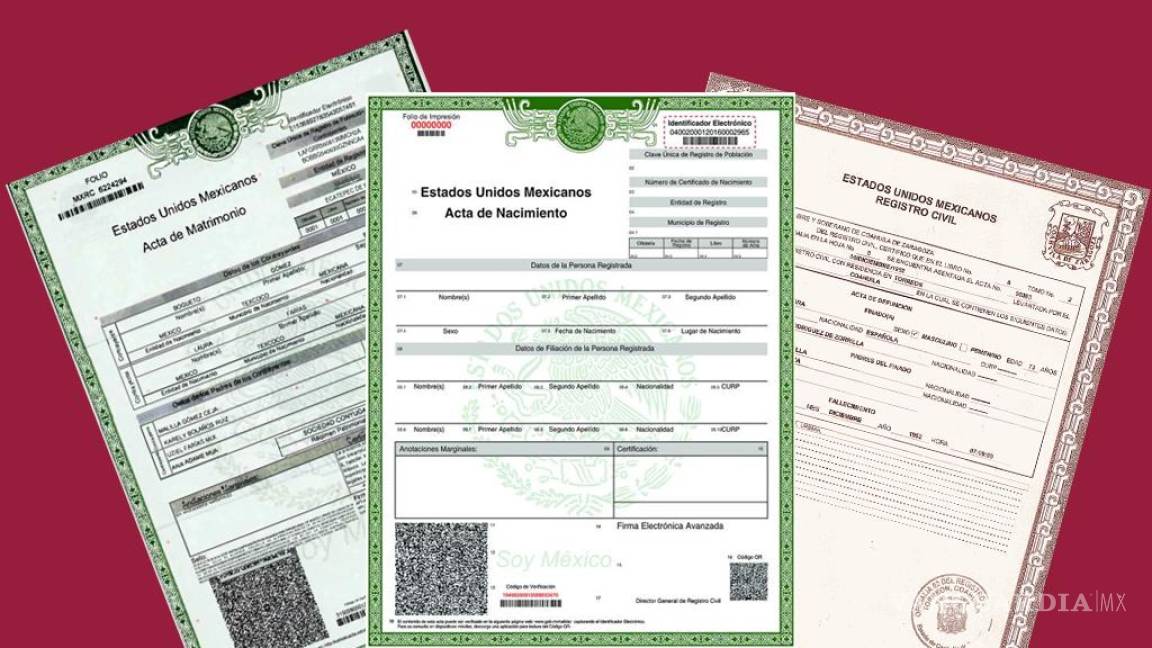 ¡Descarga tus Actas desde casa!... Acta de Nacimiento, Matrimonio y Defunción en PDF para imprimir y su costo por estado