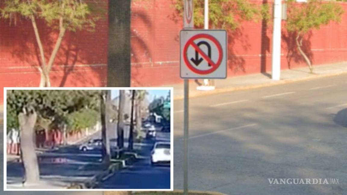 ‘Lo hacen muy seguido’; captan a taxi dando vuelta prohibida en Saltillo (video)