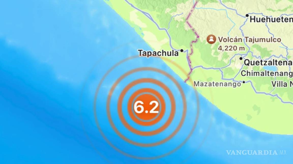 Registran fuerte sismo de magnitud 6.2 en la frontera de Chiapas con Guatemala