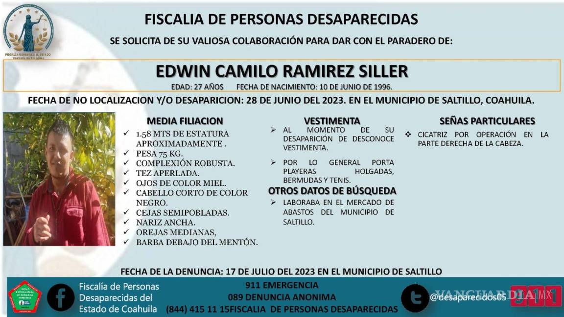En lo que van de julio, 10 personas han desaparecido en Coahuila; estas son sus fichas