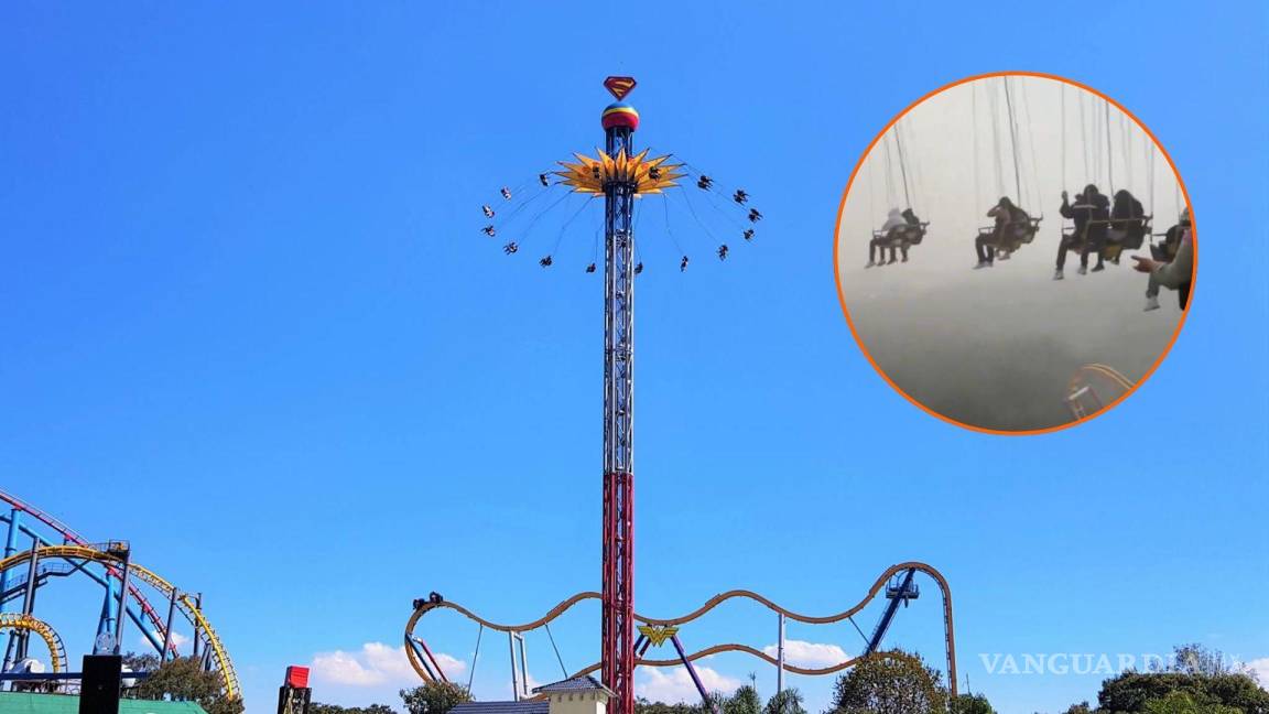 Atracción de Six Flags se detiene a 70 metros de altura en medio de tormenta, dejando a visitantes atrapados (VIDEO)