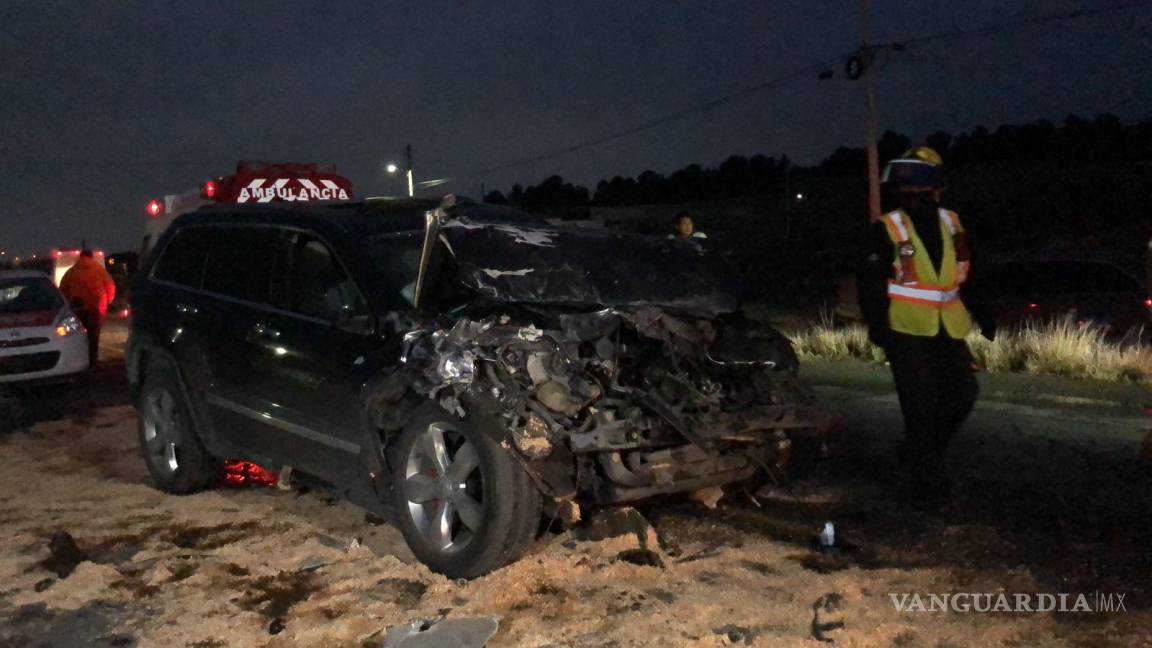 Se registra aparatoso accidente en la carretera Saltillo-Zacatecas, hay dos heridos