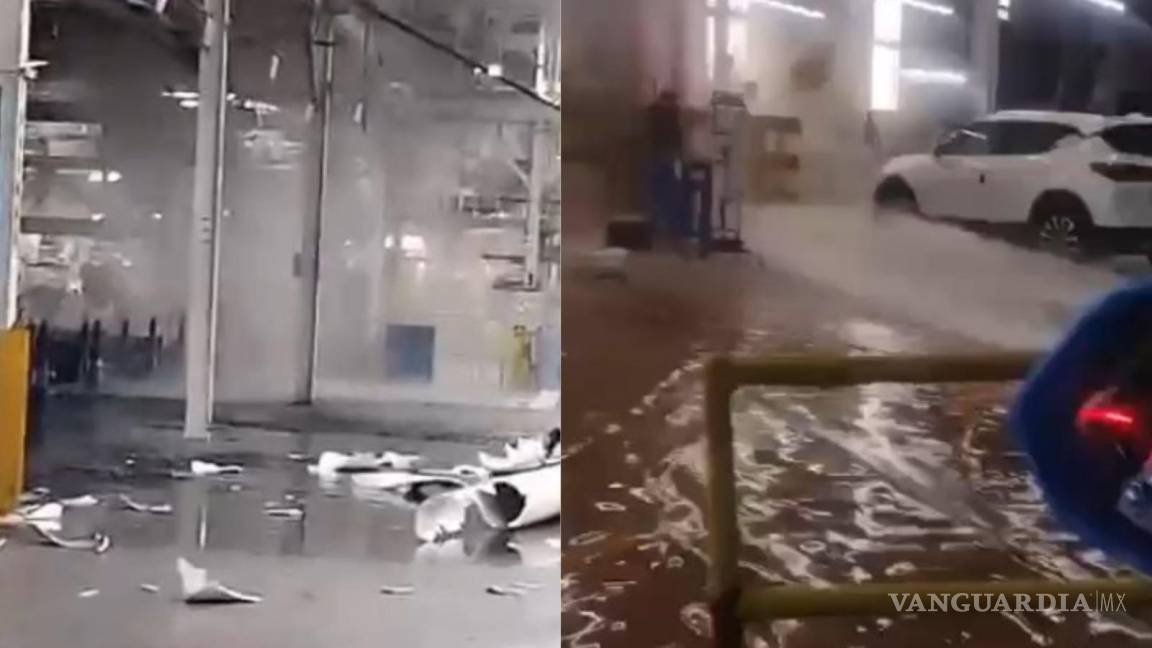 Inunda tormenta instalaciones de GM de Ramos Arizpe; aguacero deja sin luz varias colonias (Video)