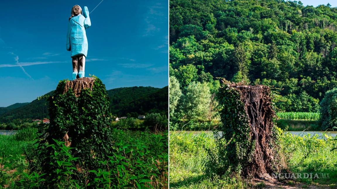 Queman estatua de Melania Trump en Eslovenia
