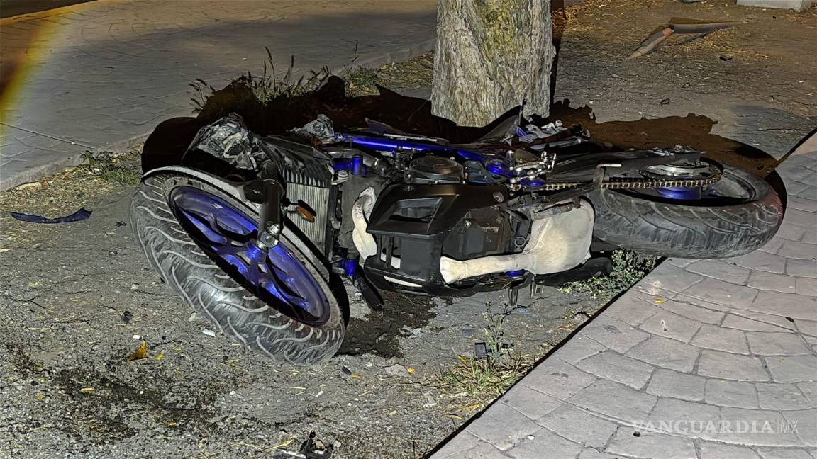 $!El motociclista fue proyectado contra el camellón central tras el impacto.