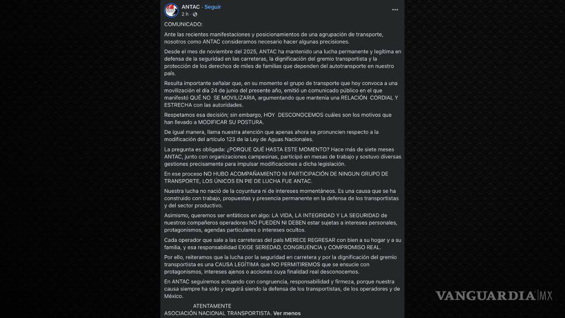 $!Comunicado de la Antac