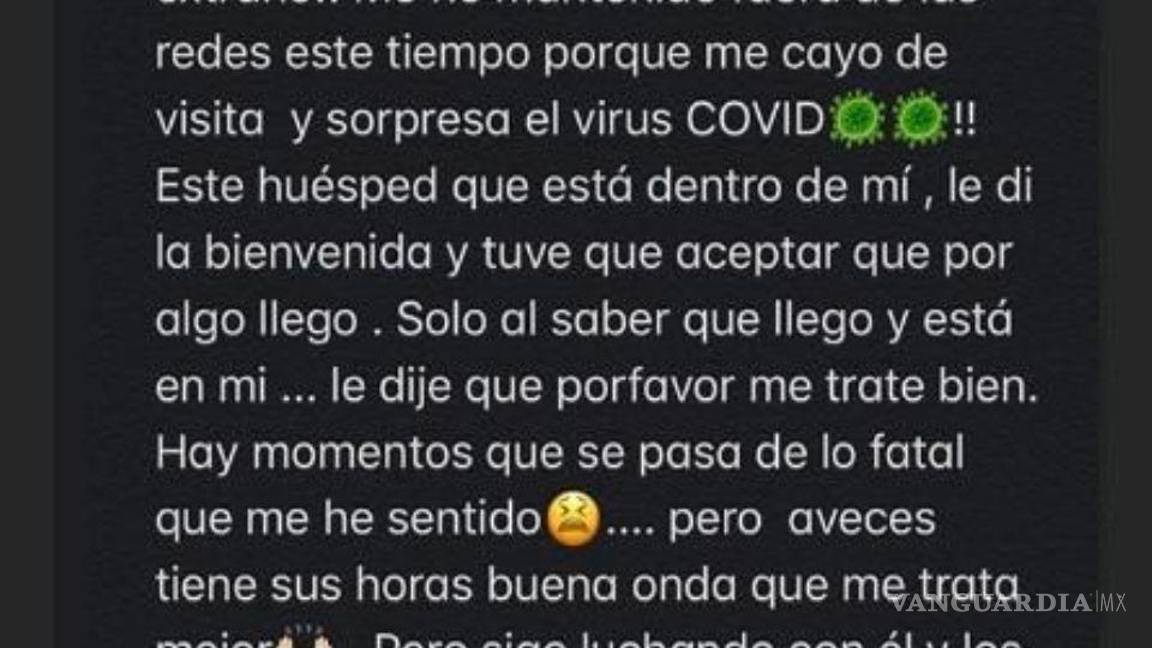 $!En 2020, Tania Ruiz confirmó que padecía COVID-19 en su cuenta de Instagram.