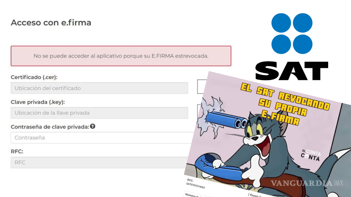 Reportan revocación de e.firmas en plataforma del SAT