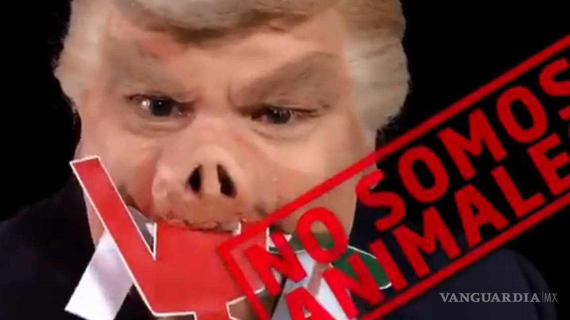 Encuentro Social retrata a Donald Trump como un cerdo