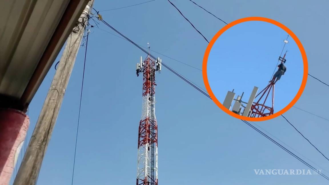 Ex pareja no lo deja ver a su hija y amenaza con lanzarse desde antena de más de 30 metros en Acuña