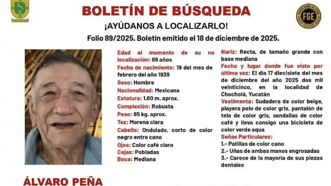 $!Un hombre de 86 años, con reporte de desaparición activo, perdió la vida tras ser atropellado por el Tren Maya en el Tramo 3, en el estado de Yucatán; el caso permanece bajo investigación federal.