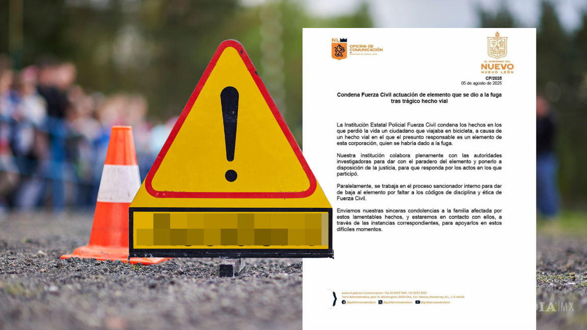 Elemento de Fuerza Civil mata a ciclista y huye del lugar, en NL