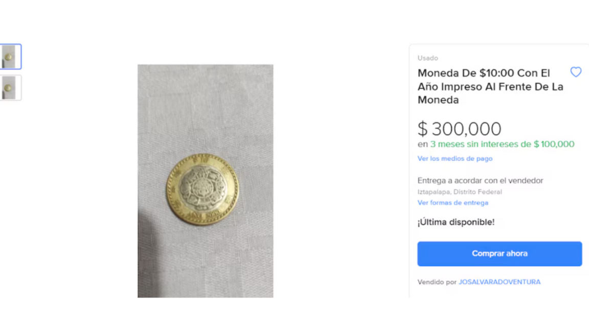 $!En sitios como Mercado Libre y eBay, esta moneda se ha llegado a ofrecer por hasta 300 mil pesos mexicanos.