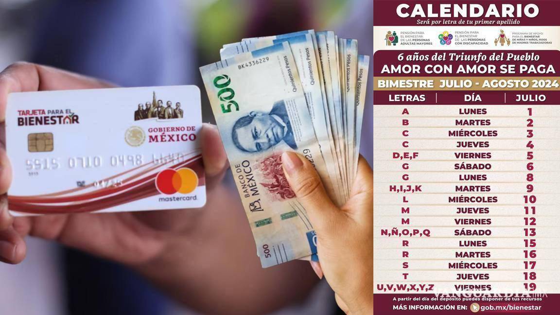 Pensión del Bienestar 2024... ¿Qué apellidos reciben el pago de 6 mil pesos del 12 al 19 de julio, según el calendario?