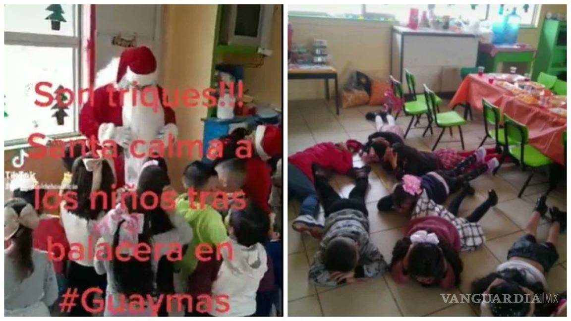 En Sonora, director de kínder tranquiliza a niños vestido de Santa Claus durante balacera