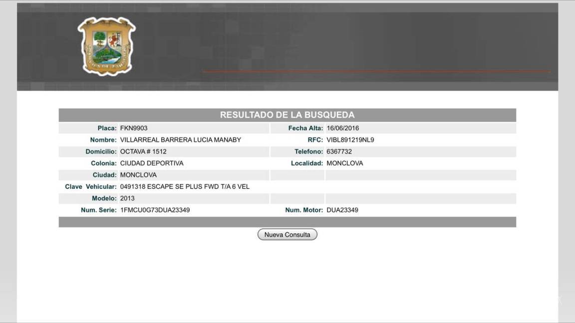 $!Diputado de Coahuila presenta documentación y asegura que su hija no es propietaria de la camioneta con droga