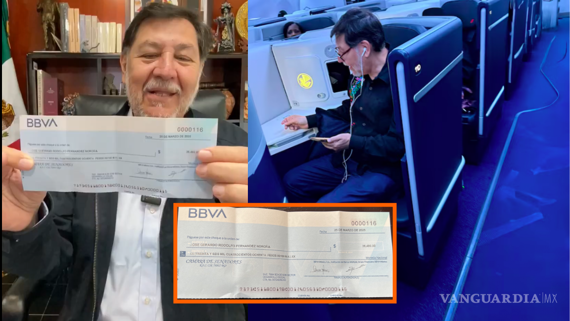‘Mira, López-Dóriga, ¿querías pruebas? Ahí las tienes’: Noroña presenta cheque de pago por viaje a París