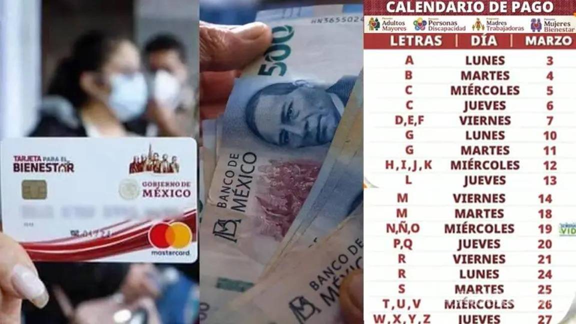 Pensión del Bienestar... ¿Qué apellidos reciben su pago de 6 mil 200 y 12 mil 400 pesos del 11 al 27 de marzo, según el calendario?