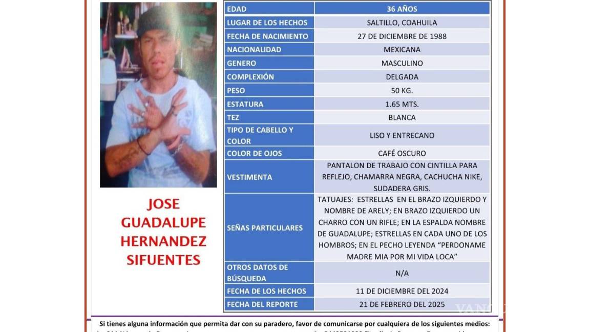 Desaparece hombre en Saltillo; Fiscalía solicita ayuda para localizarlo