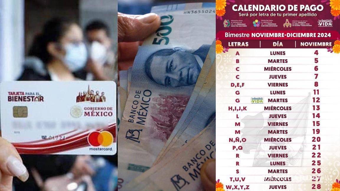 Pensión del Bienestar... ¿Qué apellidos reciben el pago de 6 mil pesos del 13 al 28 de noviembre, según el calendario?