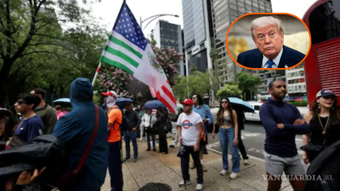 Migrantes estadounidenses protestan en la CDMX contra las políticas migratorias de Trump