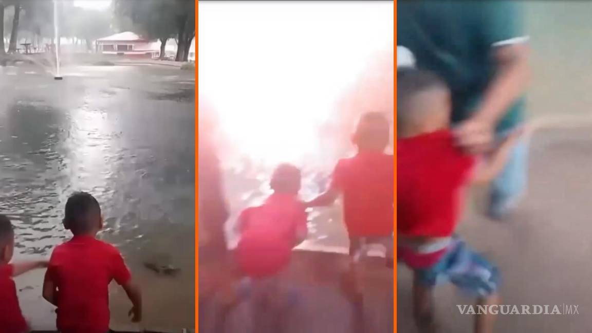 Rayo impacta cerca de niños en parque de Monclova (video)