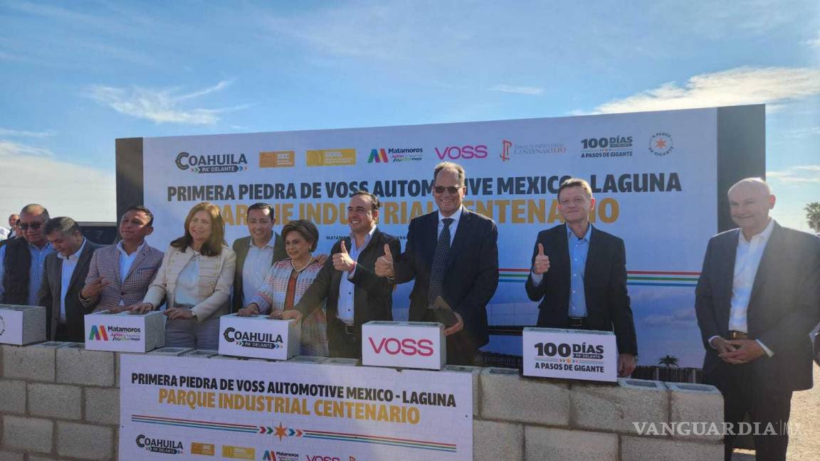 Manolo Jiménez coloca primera piedra de Voss Automotive en Matamoros