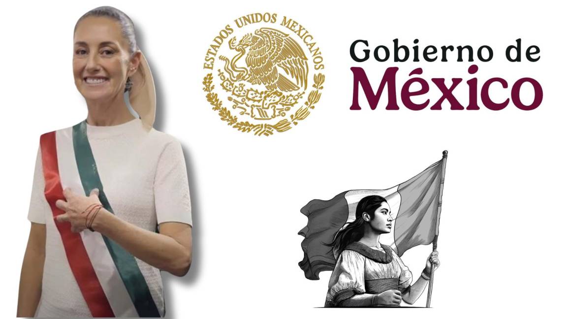 Una joven mexicana con la bandera: Sheinbaum comparte emblema de su Gobierno