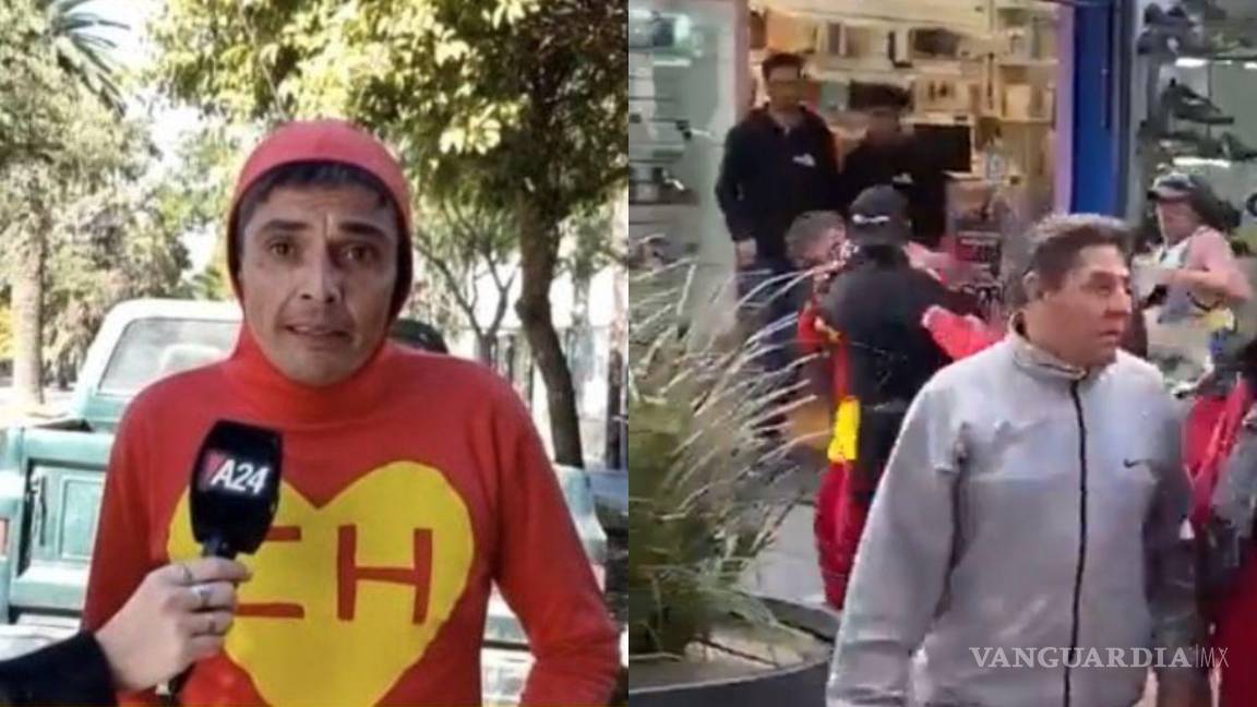 ¡No contaban con su astucia!... hombre disfrazado del Chapulín Colorado detiene a ladrón cuando asaltaba a mujer (video)
