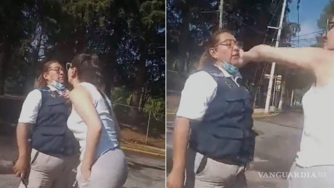 Video: mujer golpea y escupe a guardia de seguridad, usuarios la apodan #LadyEscupitajo
