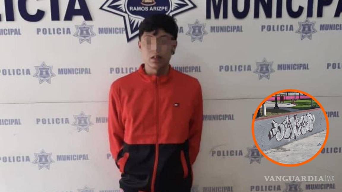 Detienen a joven de 20 años por grafitear en espacios públicos de Ramos Arizpe