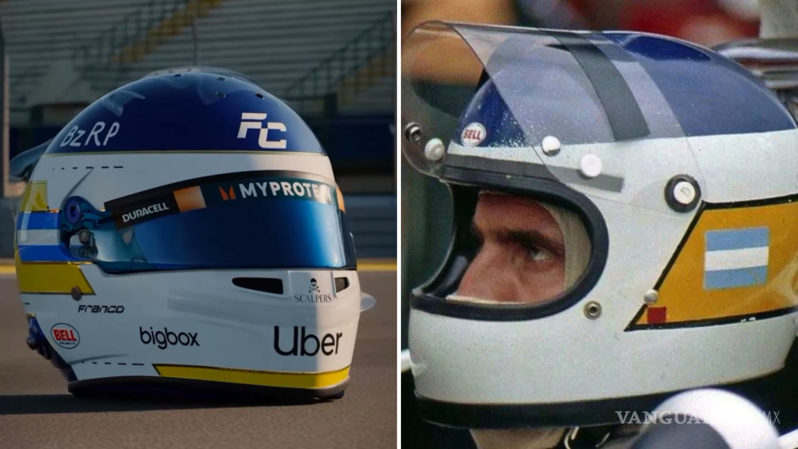 Franco Colapinto rinde homenaje a Carlos Reutemann con un casco especial para el GP de México