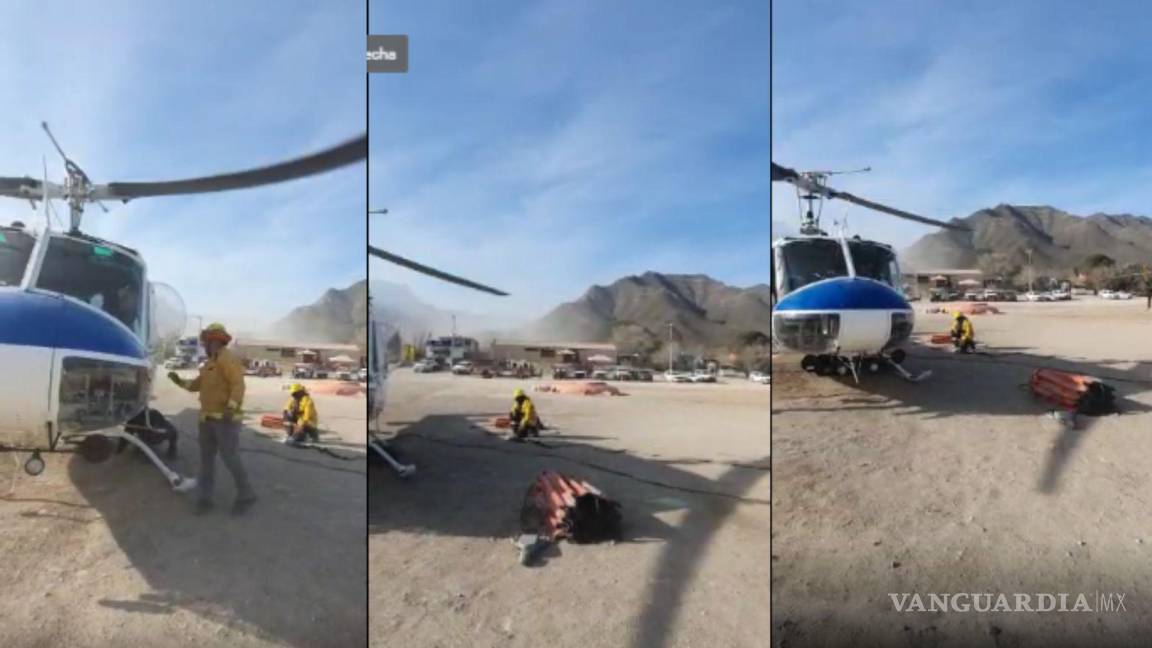 Combaten centena de brigadistas y dos helicópteros incendios forestales en vía Monterrey-Saltillo